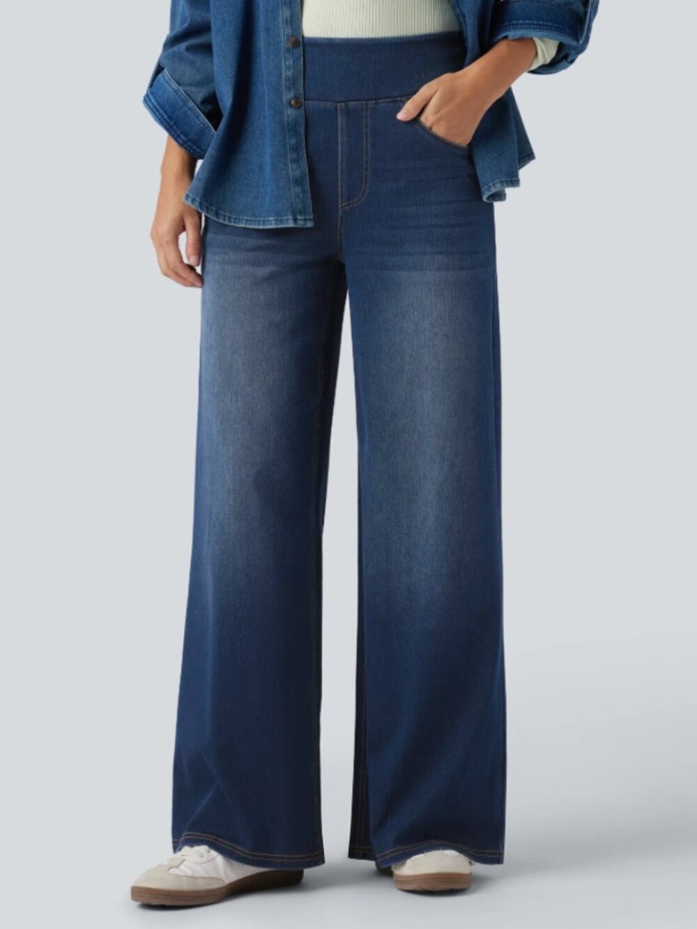 Halara Flex™ ULTRA TALL Wide Leg Washed Casual Jeans with Pockets